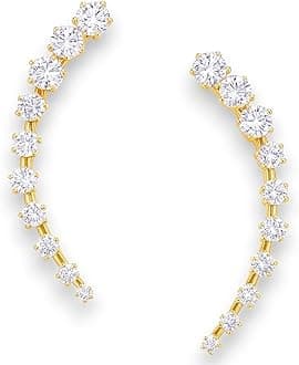 Accessher Gold Plated Contemporary American Diamond Embellished Delicate Light Weighted Ear Cuffs with Clip on Closure for Women and Girls (Pack of 1)