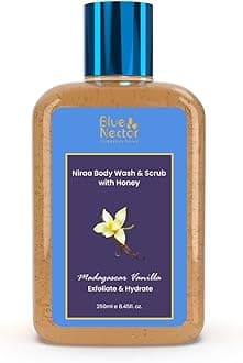 Blue Nectar Exfoliating Body Wash Scrub for Rough Bumpy Skin Madagascar Vanilla Tan Removal Body Scrub for Women Men 10 herbs 250ml