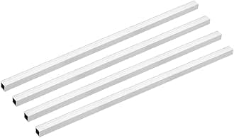 6063 Aluminum Square Tube, 10mmx10mmx1mm Wall Thickness 300mm Length Seamless Straight Pipe Tubing 4 Pcs