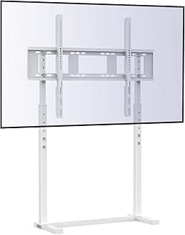 UNHO White TV Floor Stand: Free Standing TV Mount Bracket Height Adjustable Tall TV Stand for 32”-100” Flat Panel LED LCD Screens Max VESA 800x400 up to Loading Weight 40KG