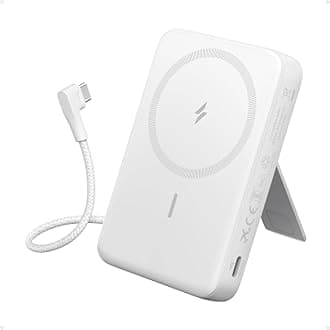 Anker Zolo Magnetic Power Bank, 10,000mAh Wireless Portable Charger with 30W Max Fast Charging, Battery Pack with Built-in USB-C Cable and Adjustable Stand, for iPhone 17/16 Series, AirPods, and More