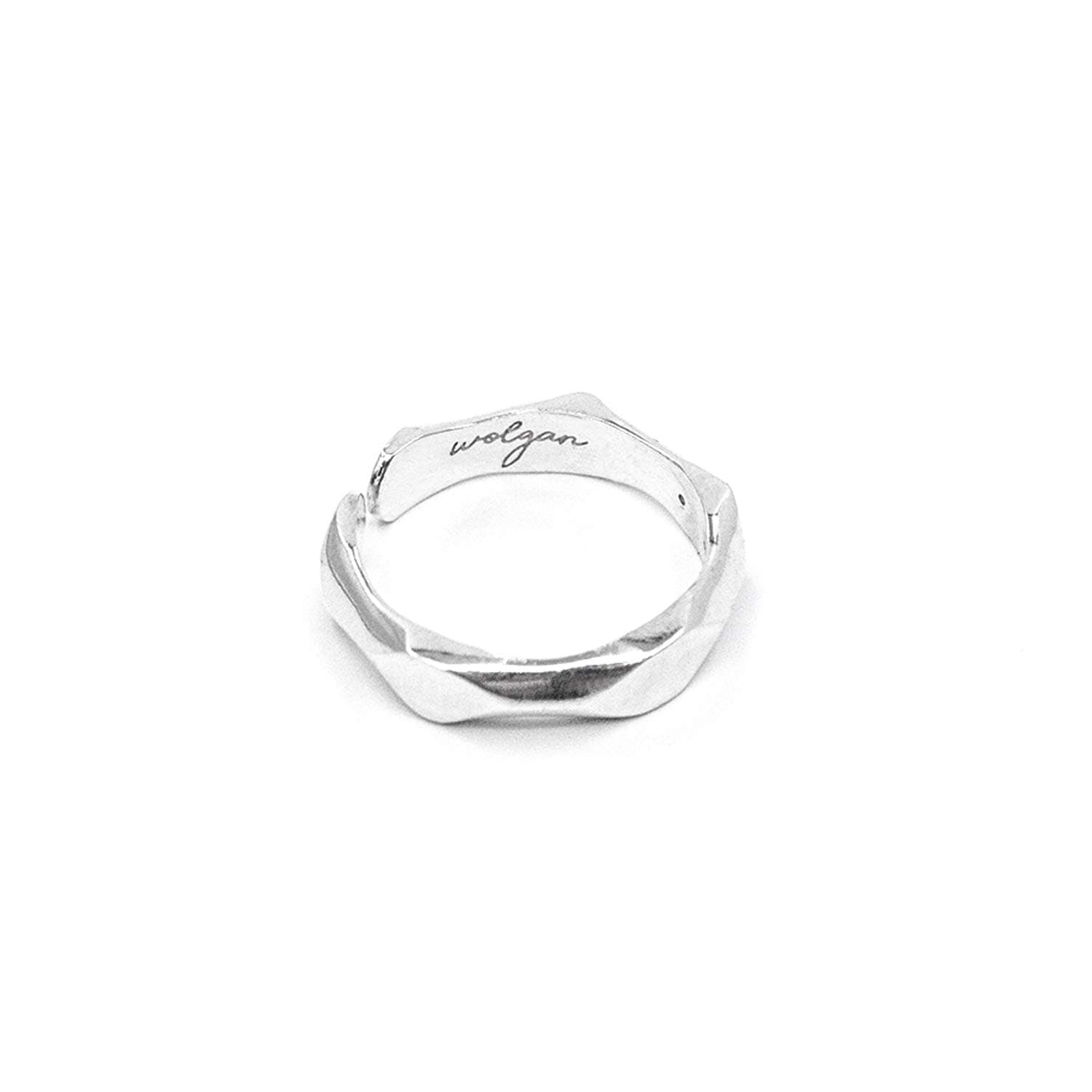 WOLGAN Free Flow Wave Cutting 925 Sterling Silver Open Ring Adjustable Size for Women and Men