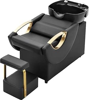 Shampoo Bowl and Chair Set for Salon,Seogwisam Backwash Barber Chair,ABS Plastic Shampoo Bowl Sink Unit w/Independent Footrest for Beauty Spa Barbershop