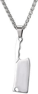 U7 Punk Necklaces Stainless Steel 18K Gold Plated Large Hip Hop Dagger/Knife/Sword/Steampunk Gear/Large Razor Blade Pendant Necklace for Men Women, Chain 22-24 Inches