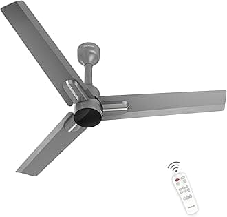 POLYCAB Wizzy Neo 1200mm 5-Star BLDC, Remote Ceiling fan for Living Room| 55% Energy Saving, 100% Copper, High Air Delivery, 6 Speed Setting, Free Installaion | 4-yr Warranty【Grey Chrome】