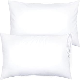 Ultra Soft Pillow Protectors with Zipper Standard Size - Set of 2 Breathable Pillow Covers - 100% Protection Against Stains, Dust & Dirt - Machine Washable (White)