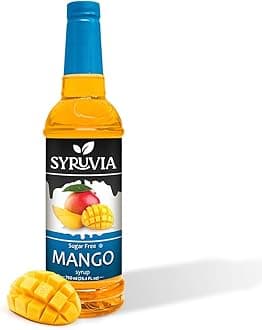 – Syruvia Sugar-Free Mango Syrup - 25.4 fl oz. Premium Coffee Flavoring Syrup. 0 Calories, Kosher, and Gluten-Free. Ideal for Drinks, Sodas, Shakes, Desserts, and More.