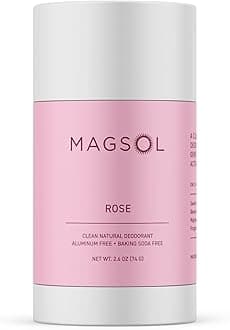 MAGSOL Magnesium Deodorant for Women, Aluminum Free, Baking Soda Free, Natural Deodorant for Sensitive Skin, Long Lasting Odor Protection with Sweet Almond Oil, Rose 2.6 oz