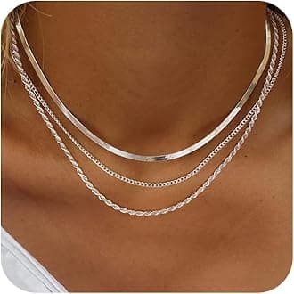Freekiss Women's Layered Necklace Set - 3 Piece Dainty Gold Jewelry for Everyday Stacking | 14K Gold Plated Snake Chain, Rope Chain, Cuban Chain | Adjustable Length 14-18.5 Inch | Gift Ready