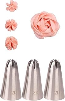 2D Piping Nozzle Set for Cake Decorating,2D Large Drop Flower Icing Nozzle,2D Closed Star Piping Tip,3 Pcs