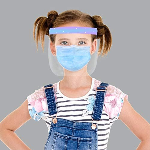 Kid Reusable Full Face Shield Dustproof Anti-spray Protective Safety Face Shield with Elastic Headband 2PCS (Purple)