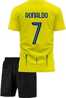 Ronaldo 7 Football Jersey with Black Shorts(Kid's, Boy's& Men)