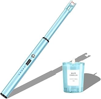 Navpeak Electric Candle Lighter Windproof USB Rechargeable Flameless Long Neck Lighter for Candles Gas Stove Fireplace BBQ Kitchen Grills (Sky Blue)