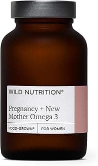 WILD NUTRITION Food-Grown Pregnancy + New Mother Omega 3 | Omega 3 Pregnancy Vitamins for Women | Prenatal Omega 3 Pregnancy Supplement | Sustainably Sourced Essential Fatty Acids & DHA | 60 Capsules