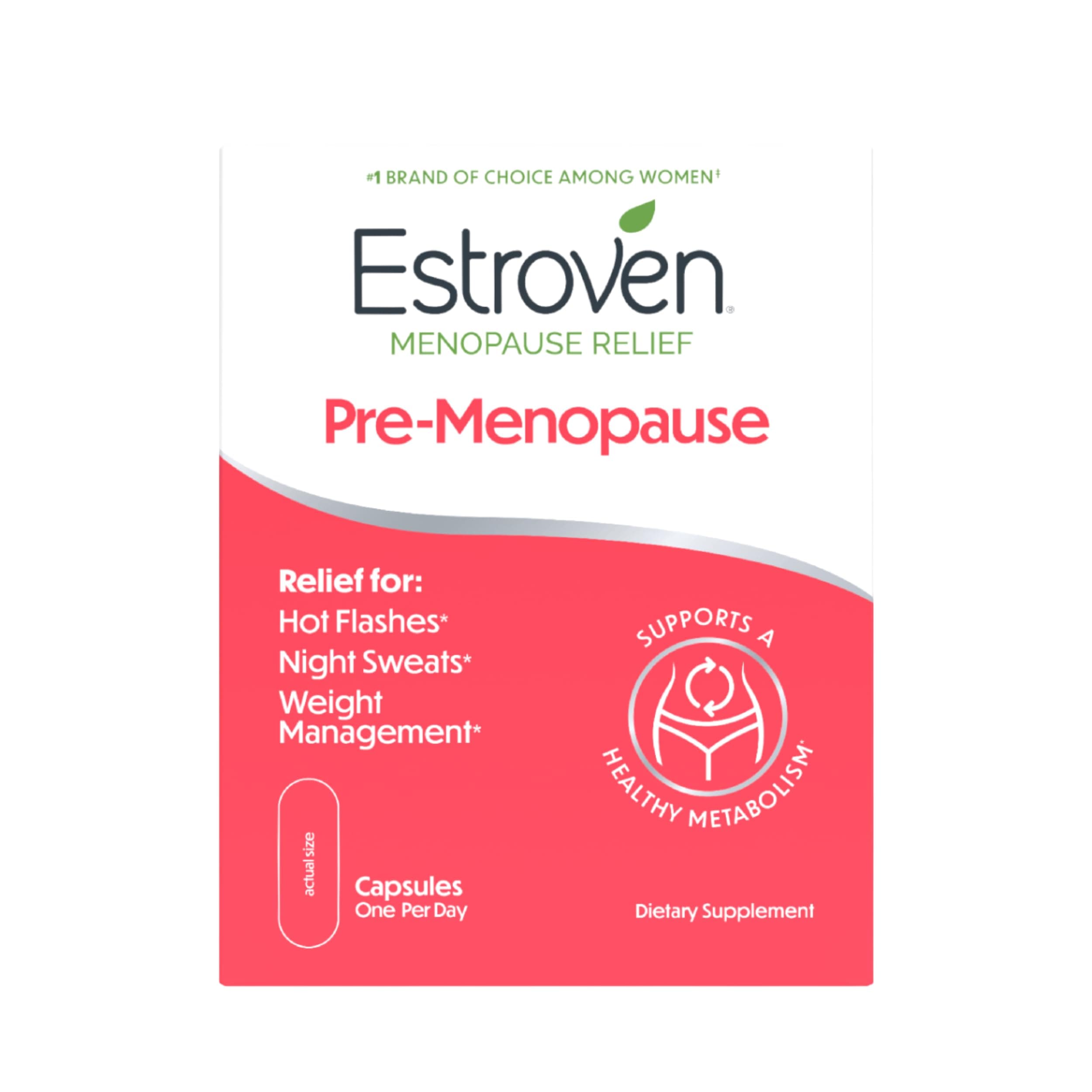 Pre-Menopause Relief, 30 Ct., Clinically Proven Ingredients, Provides Menopause Relief plus Night Sweats & Hot Flash Relief, Drug-Free or Estrogen Free