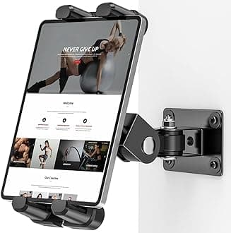 Tablet Wall Mount, 360° Adjustable iPad Wall Holder for All 4.7-12.9 Inch Devices and Smartphone, Metal Kitchen Wall Mount Suitable for Kitchen, Office, Warehouse and More