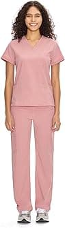 Scrubs for Women Set Medical Uniform - V-Neck Top & Straight Leg Pants with 9 Pockets, Unisex Workwear COZY SCRUBS