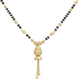 Mangalsutra Gold Plated Traditional with Black Beads for Women.