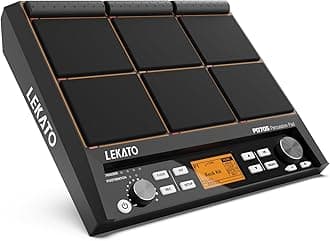 Percussion Sample Pad, Electric Drum Pad with 9 Velocity-Sensitive Drum Pad, 592+ Sounds, Electronic Drum Set Pad Multipad with MIDI out, USB MIDI, AUX, Looper, Metronome, Trigger inputs