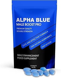 ALPHA BLUE PRO 40 Tablets 100 mg | Fast Effect Natural Herbal Male Supplement for Stronger | Energy & Stamina Support | Boost Performance & Vitality | Fast Acting Blue Pills for Men | Made in UK