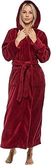 Alexander Del Rossa Sherpa Robes for Women Long, Womens Robes Long Hooded Bathrobes for Women, Winter Plus Size Robe