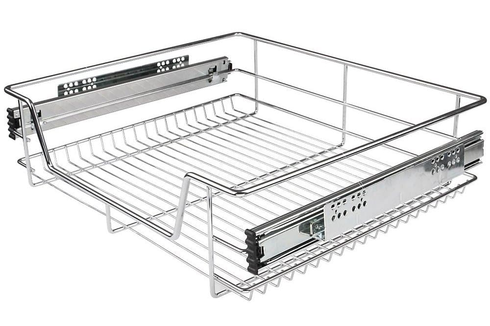 Heavy Duty Kitchen Pull Out Wire Basket Base Unit Storage in Various Sizes (600mm (Actual Width = 514mm))