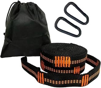 2pcs Hammock Straps with Carabiners, 3m Long & 19 Adjustable Loops Total- Quick & Easy Setup for Hammock,Swing. Extra Strong, Lightweight & Tree Friendly