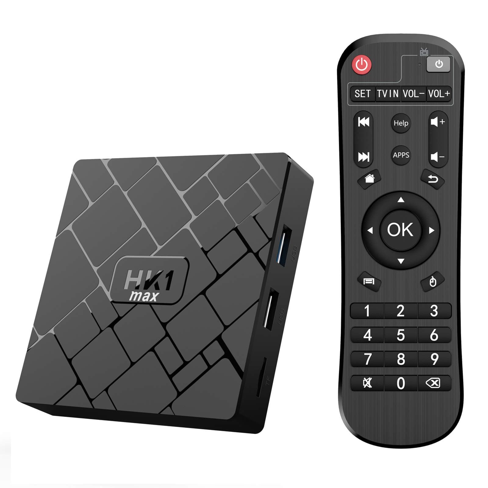 Bqeel Android 10.0 TV Box 【4GB + 64GB】 Bluetooth 4.0 Android TV Box USB 3.0 HK1 Max RK3328 Quad-Core 64bit Cortex-A53 Wi-Fi 2.4G/5G LAN100M 4K Android Smart TV Box Box