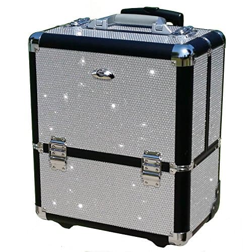 PRO Clever Makeup Artist Rolling Train Case w/ 8trays- Silver Bling- ON SALE!