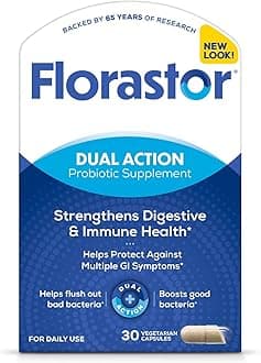 FlorastorProbiotics for Digestive & Immune Health, 30 Capsules, Probiotics for Women & Men, Dual Action Helps Flush Out Bad Bacteria & boosts The Good with Our Unique Strain Saccharomyces boulardii