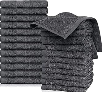 Grey Washcloths Pack of 24 - 12"x12" 100% Ring Spun Cotton Premium Soft Absorbent Quick Dry Luxurious wash Cloths Set Hotel Quality (Grey, 24Pack 12x12)