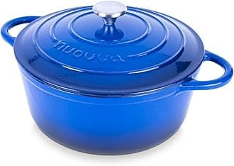 Enamelled Cast Iron Dutch Oven Pot with Lid – 6.4 Quart Non Stick Casserole Pot – Heavy Duty & Oven Safe up to 500° F for Bread Baking, Braising, Stews, Roasting – 28cm Dark Blue