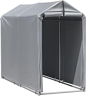 Flamaker Storage Shed 6' x 3' Metal Frame Outdoor Waterproof Carport Shelter with Rollup & Zipper Door Garage Tent for Bike, Motorcycle, Firewood