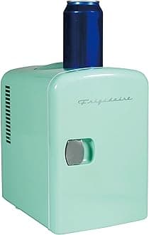 FrigidaireMini Portable Compact Personal Fridge Cooler, 4 Liter Capacity Chills Six 12 oz Cans, 100% Freon-Free & Eco Friendly, Includes Plugs for Home Outlet & 12V Car Charger - Mint