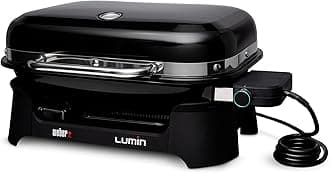 Lumin Portable Electric Grill, Black – High‑Heat Outdoor BBQ Reaching 600°F for Searing, Smoking, Steaming & Warming – Ideal for Samll Spaces & Travel