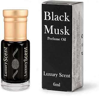 – Perfume Oil Black Musk 6ml Roll-On by Luxury Scent – Long Lasting Alcohol-Free Unisex Attar with Dark Musky Amber Oriental Notes, Travel Size Arabian Inspired Fragrance with Velvet Gift Pouch