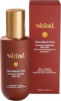 whind Marrakech Sun Bronzing & Hydrating Self Tanning Body Mist – Lightweight Liquid Glow Bronzing Spray, Instant Tan Glow Serum for Body with Hyaluronic Acid & Glycerin for a Natural Tan – 200ml