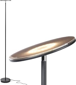 Jet Black : Brightech - SKY LED Torchiere Floor Lamp - Dimmable Super Bright 30-Watt LED - Warm White Color - Omni-Directional Head - Sleek Black Finish