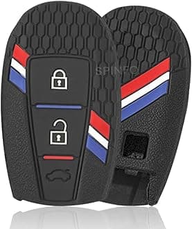Striped Silicone Car Key Cover Black fit for Toyota Urban Cruiser (2 Button Push Smart Key)