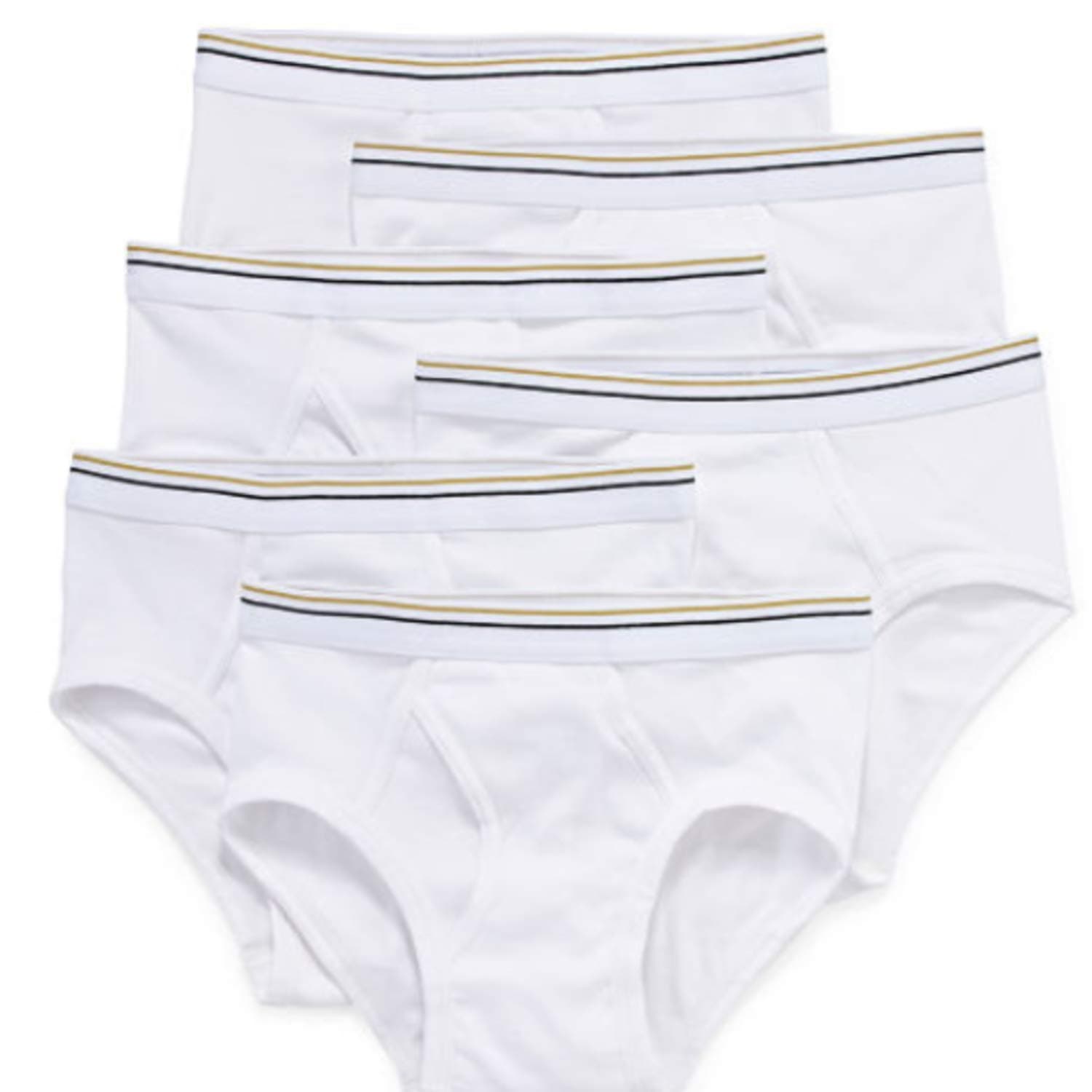 6 Pack 100% Cotton Low-Rise Briefs White (Large)