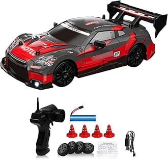 Remote Control Car RC Drift Car, 1:24 Scale 4WD RC Car, 2.4GHz 30KM/H High Speed Racing Sport Toy Cars With LED Lights, Racing And Drift Wheels For Adults Boys Girls Kids Gift (Red)