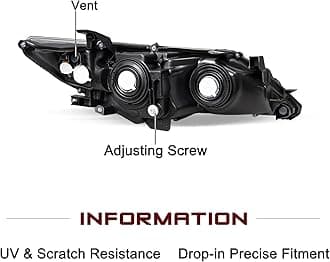 JSBOYAT Fit for 2012 2013 2014 Toyota Camry Headlight Assembly SE/L/LE/XLE/Hybrid Projector Headlamp Left Driver Side(Chrome Housing Amber Reflector)