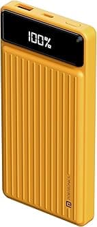 Portronics Luxcell B 10K 10000 mAh 22.5W Fast Charging Power Bank, Ultra Slim Power Bank with Mach USB-A Output, Type C PD Output, Type C Input, Wake Up Button(Yellow)