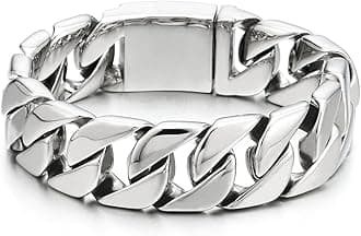 COOLSTEELANDBEYONDMasculine Mens Stainless Steel Large Curb Chain Link Bracelet
