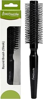Midazzle Premium Round Hair Brush | Styling, Detangling and Grooming Hair Bursh for Men and Women | Straightens & Detangles Curly Hairs | Reduces Hair Breakage and Promotes Hair Growth | Best Hair Brush for All Hair Types (MIHB0040)