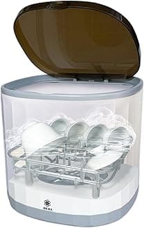 Countertop Dishwasher, 4L Portable Automatic 360° Omni Mini Dishwasher, USB Rechargeable Tea Cup Washing Machine with Internal Cup Holder, for Home Office