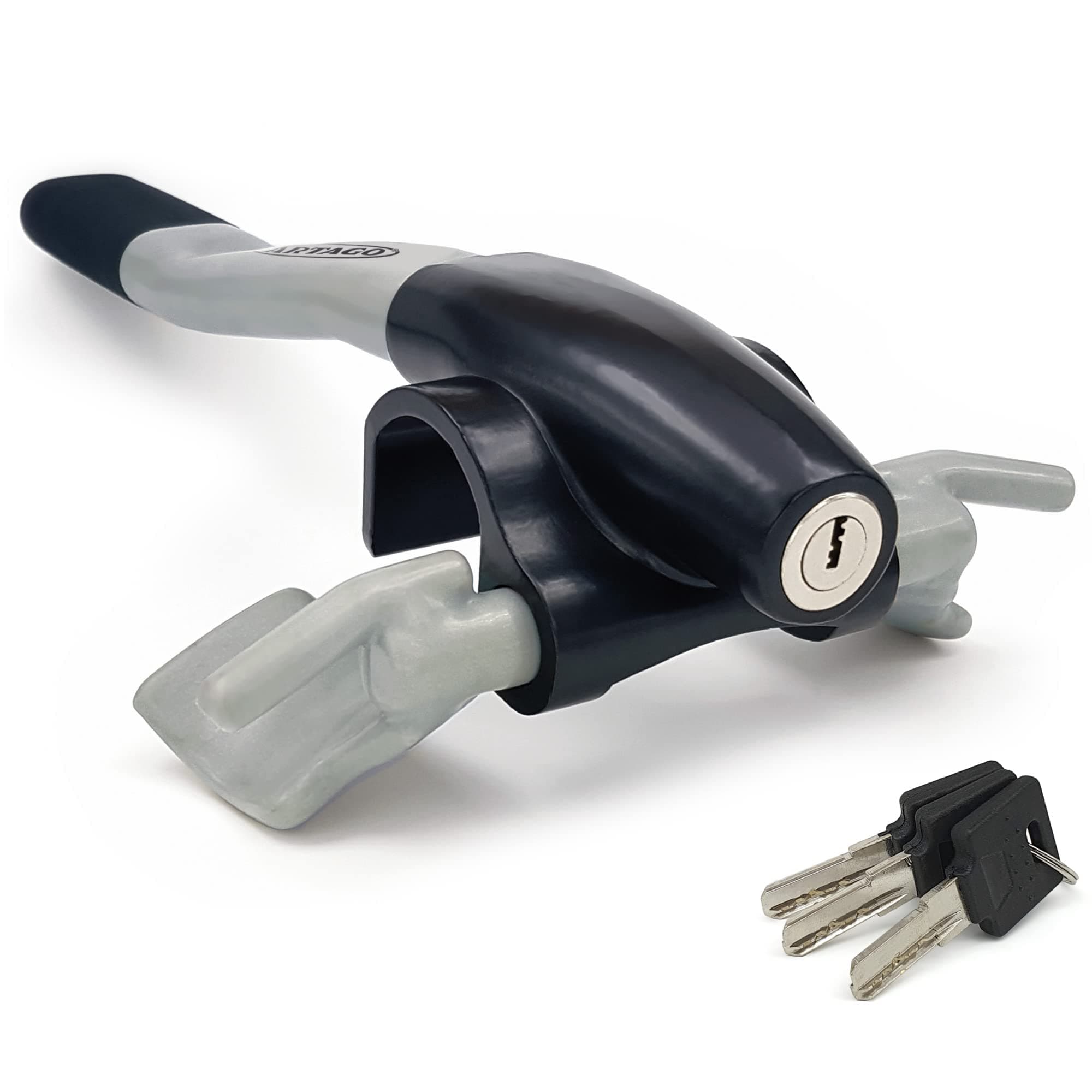 Artago 869 High-End Steering Wheel Lock, Extra Security Around The Spoke, Press & Click Locking More Practical, Universal Anti Theft Bar Locking Device for Vehicle, Car, Truck, Van, Autovan, Camper