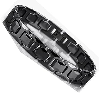 Urban Jewelry Men’s Solid Tungsten Pyramid Bracelet Collection – Polished Finish, 8.3" Length, 11 mm Width, Black & Silver Variations, Gift Box