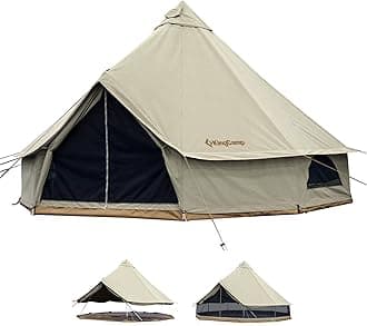 KingCamp Canvas Bell Yurt Tents, 4 Seasons Large Waterproof & Windproof Luxury Glamping Tent w/Stove Jack for Family Outdoor Camping, Hunting, Parties