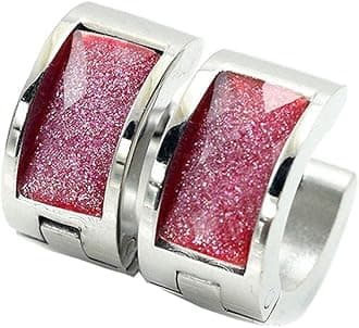 Jewelry Men's and Women's Muticolor Crystal Stainless Steel Studs Hoop Earrings